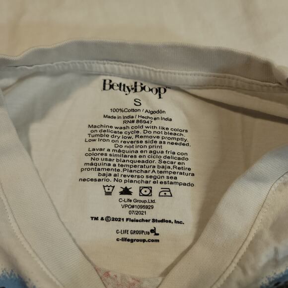 Betty Boop Casual Short Sleeve Crop Top Womens Size Small S White - Picture 2 of 8